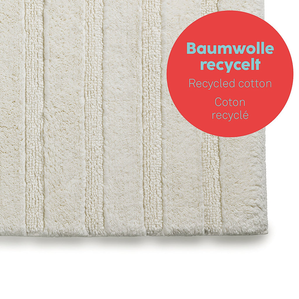 Badmat Megan gebroken wit 80 x 50 cm, antislip onderkant en poolhoogte 16 mm voor de badkamer