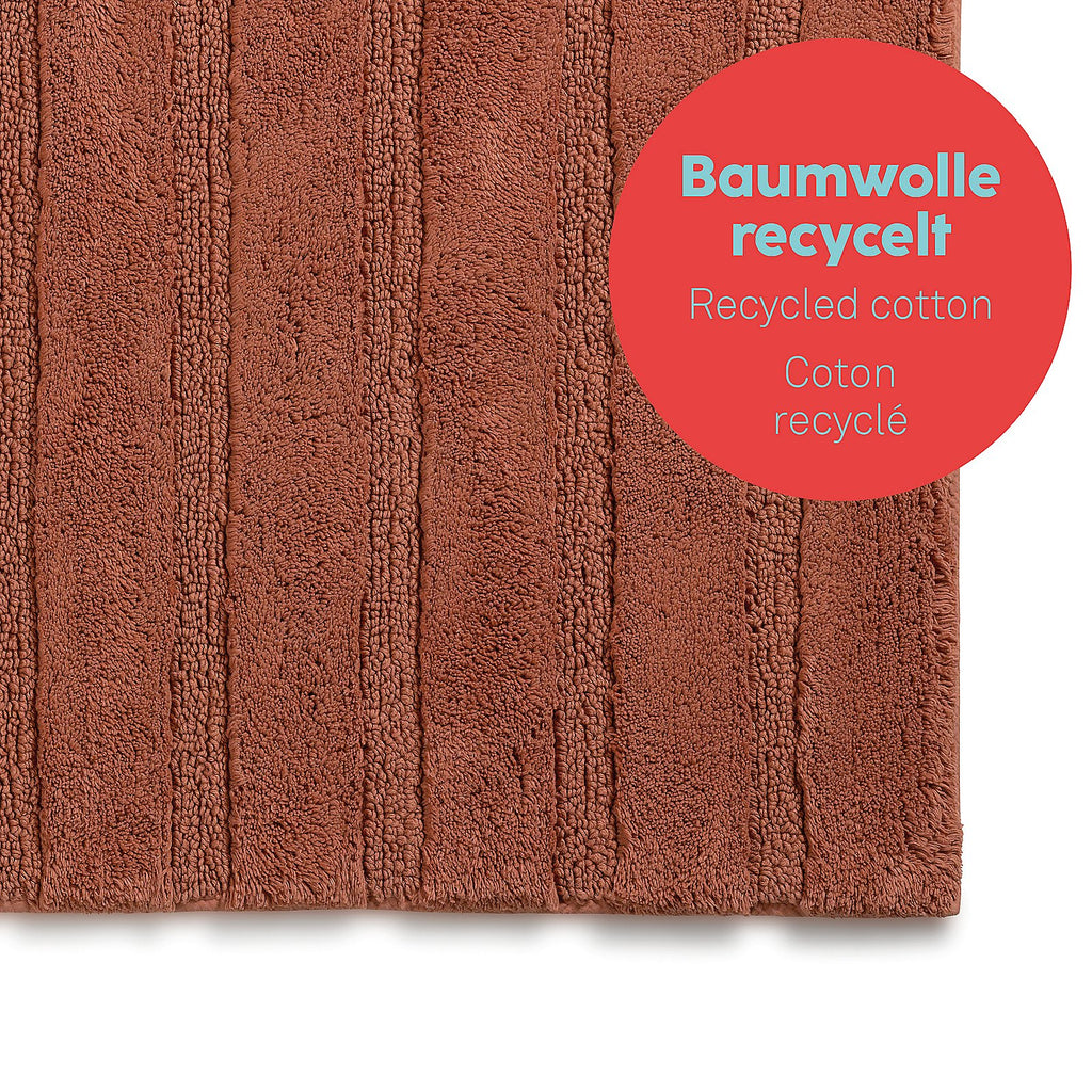 Badmat Megan terra 100 x 60 cm, zacht, antislip en machinewasbaar voor de badkamer