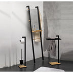 Toiletgarnituur metaal Oak zwart, met toiletborstel en toiletrolhouder, 82 cm hoog, badkamer