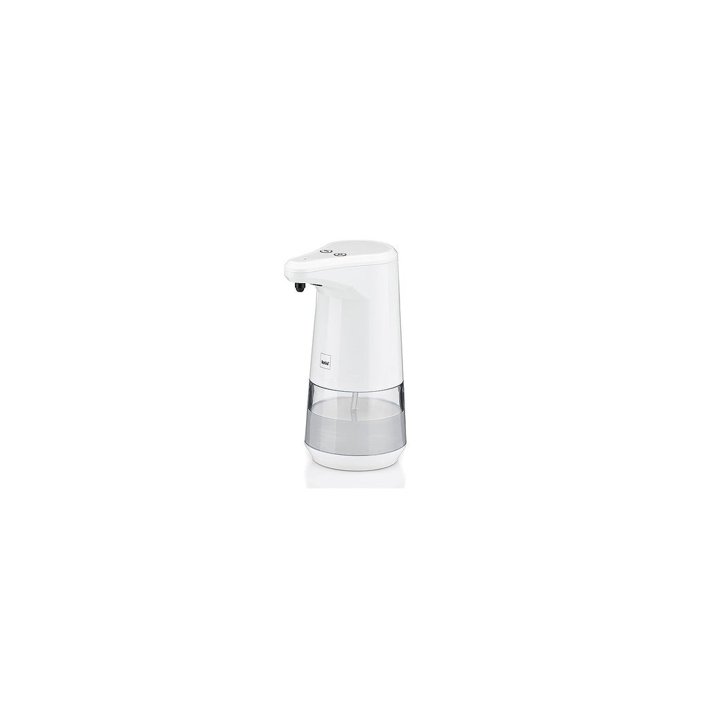 Witte contactloze zeepdispenser met sensor en doorzichtig reservoir onderin