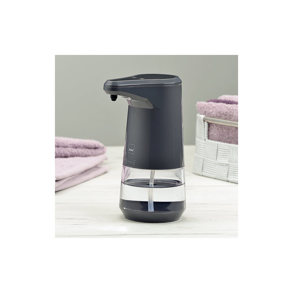 Zeepdispenser met sensor donkergrijs, contactloos met 5 doseerniveaus en automatische schoonmaakfunctie, Aurie Comfort