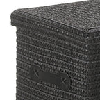 Opbergmanden Rimossa zwart set van 3 met deksels en handgrepen, voor badkamer, woonkamer en kantoor
