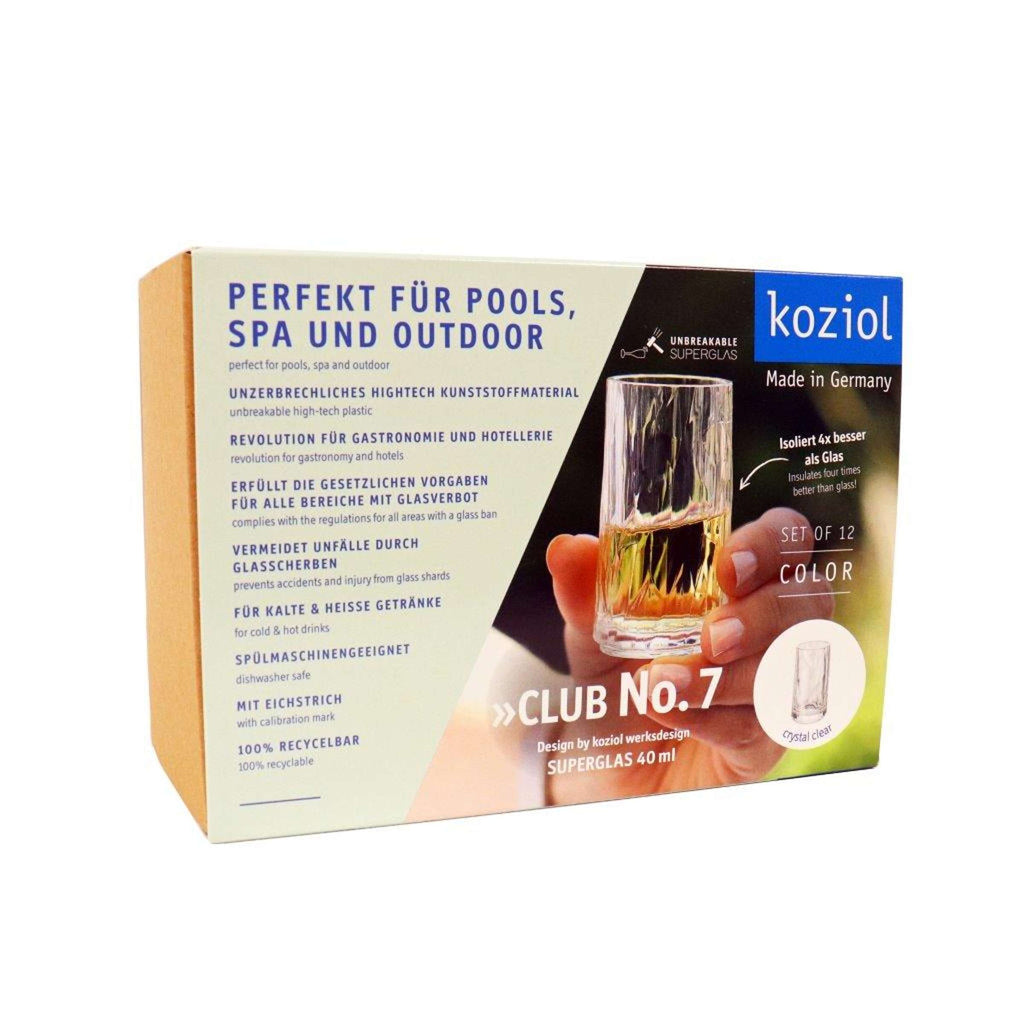 Shotglazen Club No.07 transparant 40 ml, set van 12 voor proeverijen, diners en feestjes