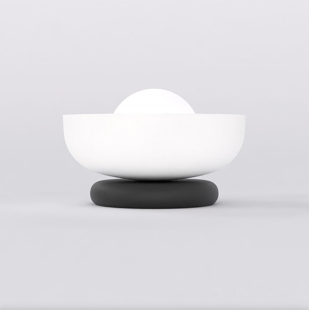 Tafellamp Ozzy gepoedercoat staal wit met zwarte voet, minimalistisch, 20 x 20 x 13 cm, G9 led, voor nachtkastje of console