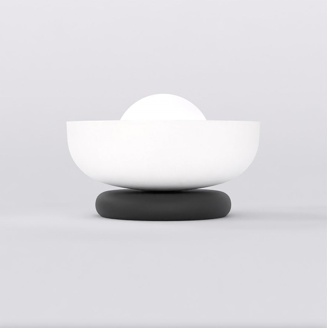 Tafellamp Ozzy gepoedercoat staal wit met zwarte voet, minimalistisch, 20 x 20 x 13 cm, G9 led, voor nachtkastje of console