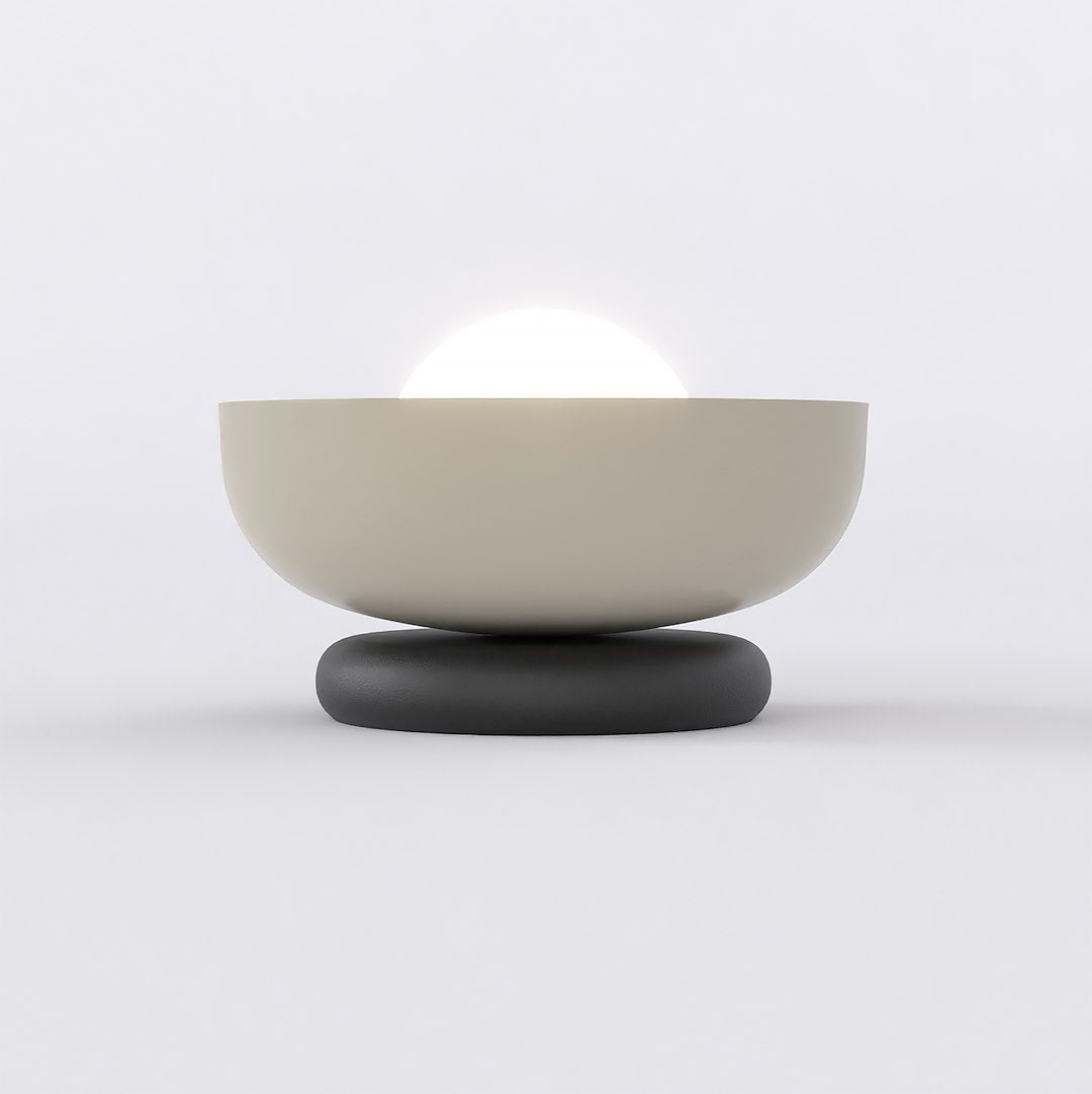 Tafellamp gepoedercoat staal minimalistisch Ozzy mokka en zwart, witte kap Ø 10 cm, G9 – Ø 20 x 13 cm