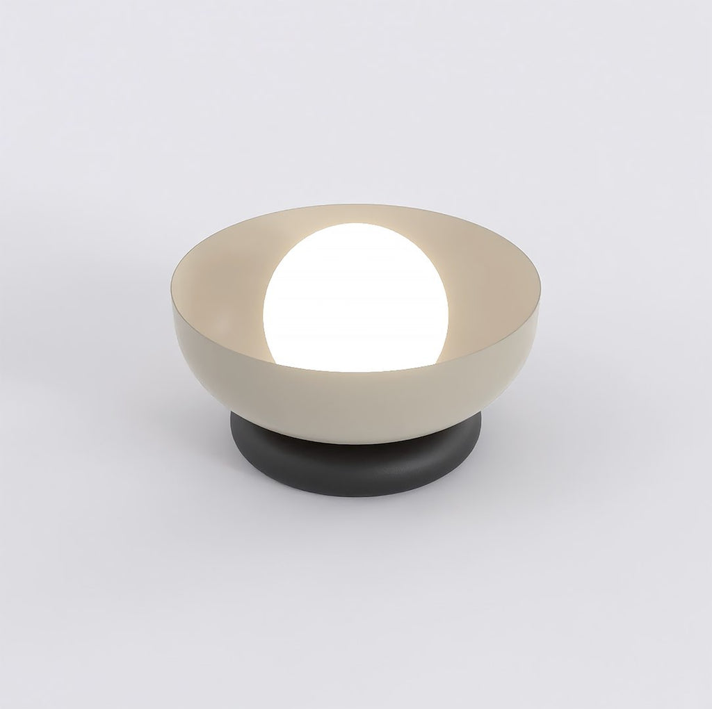 Tafellamp gepoedercoat staal minimalistisch Ozzy mokka en zwart, witte kap Ø 10 cm, G9 – Ø 20 x 13 cm