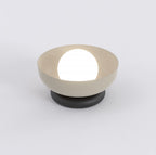 Tafellamp gepoedercoat staal minimalistisch Ozzy mokka en zwart, witte kap Ø 10 cm, G9 – Ø 20 x 13 cm