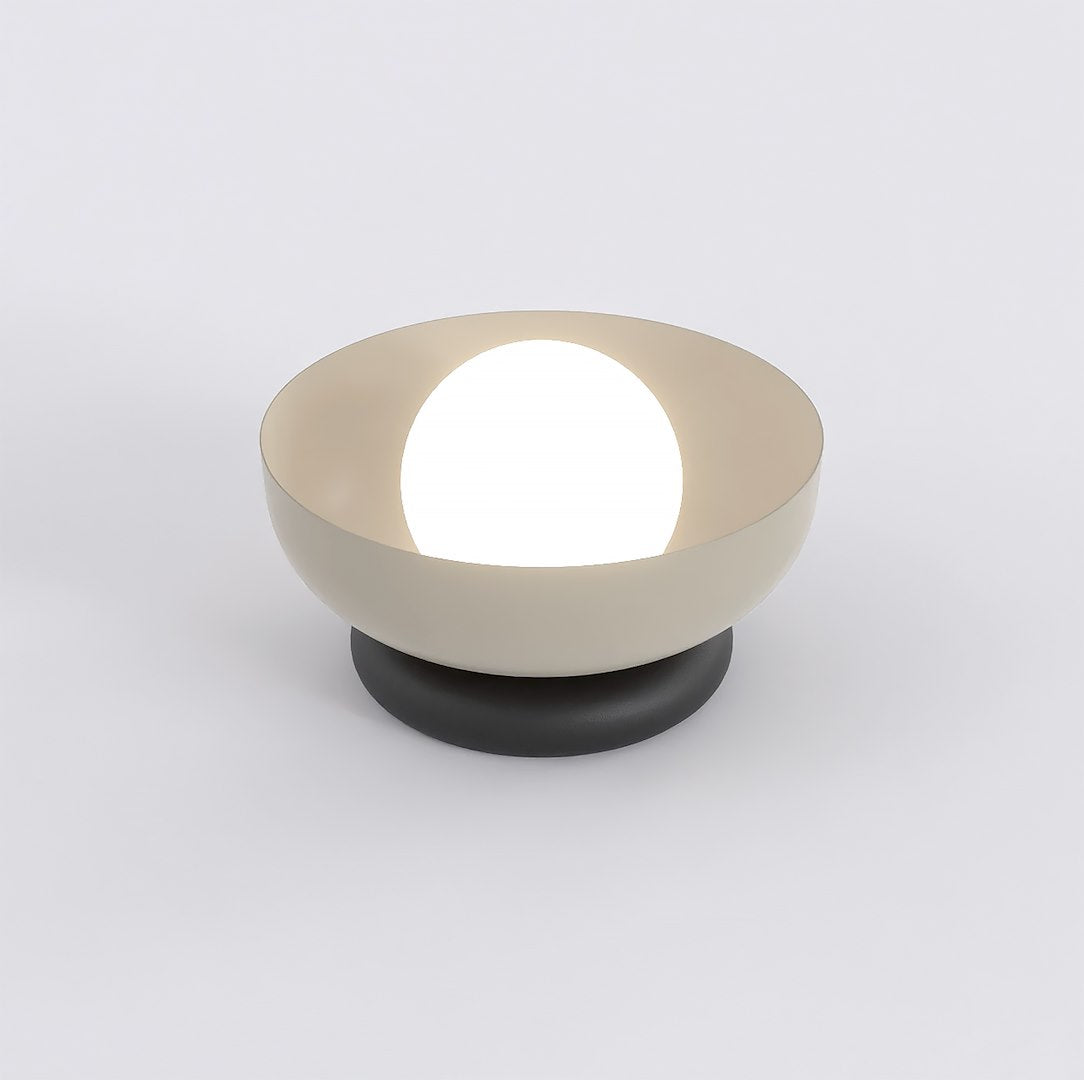 Tafellamp gepoedercoat staal minimalistisch Ozzy mokka en zwart, witte kap Ø 10 cm, G9 – Ø 20 x 13 cm