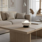 Tafellamp Ozzy gepoedercoat staal wit met zwarte voet, minimalistisch, 20 x 20 x 13 cm, G9 led, voor nachtkastje of console