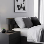 Tafellamp gepoedercoat staal met stoffen kap, modern, zwart, Ø 20 cm, E27 fitting voor bureau of nachtkastje