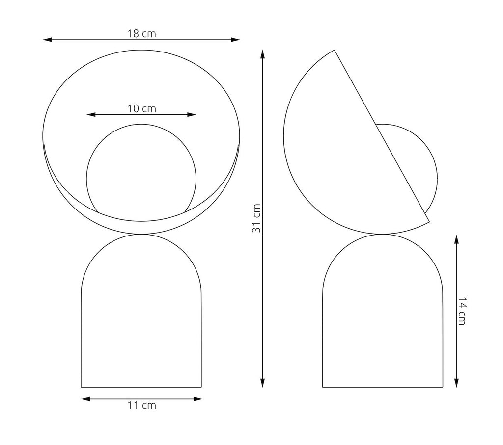 Tafellamp staal Boto Scandinavisch wit – Ø 18 x 31 cm, voor nachtkastje en bijzettafel
