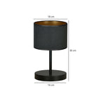 Tafellamp Hilde gepoedercoat staal met stoffen kap, minimalistisch zwart, Ø 20 x 34 cm, E27 fitting