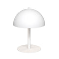 Witte tafellamp met halfronde kap, slanke steel en ronde voet