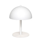 Witte tafellamp met halfronde kap, slanke steel en ronde voet