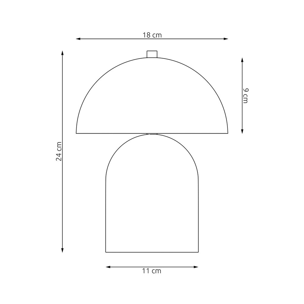 Tafellamp Mush gepoedercoat staal, Scandinavisch paddenstoelmodel, wit – Ø 18 x 24 cm, 2 x G9