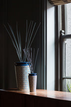 Geurdiffuser porselein Fig Arabesque, blauw met wit en goud, klein model voor woonkamer en slaapkamer