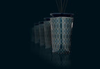 Geurdiffuser klein porselein Belgravia Lux, donkerblauw met geometrisch patroon, met geurstokjes voor slaapkamer, kantoor of badkamer