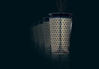 Geurdiffuser Ilum Cologne Retro porselein blauw met geometrisch patroon, klein, met geurstokjes
