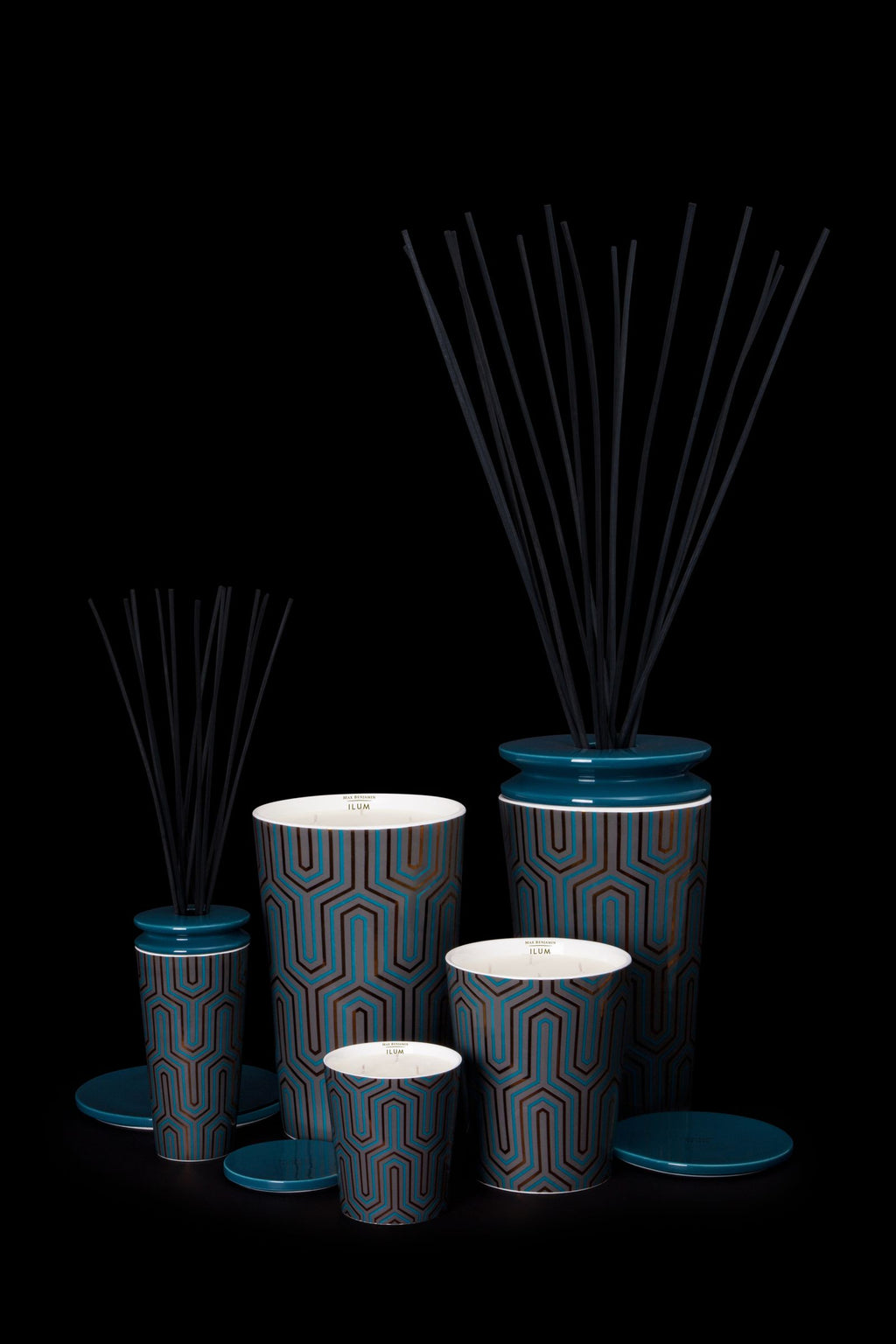 Geurkaars wax Ilum Infusion Deco blauw en koper, middelgroot, 19 cm hoog, voor woonkamer