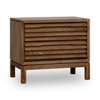 Nachtkastje essenhout Tanner Roux met twee lades, lamellen front, 61 x 41 x 53 cm voor de slaapkamer