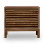 Nachtkastje essenhout Tanner Roux met twee lades, lamellen front, 61 x 41 x 53 cm voor de slaapkamer