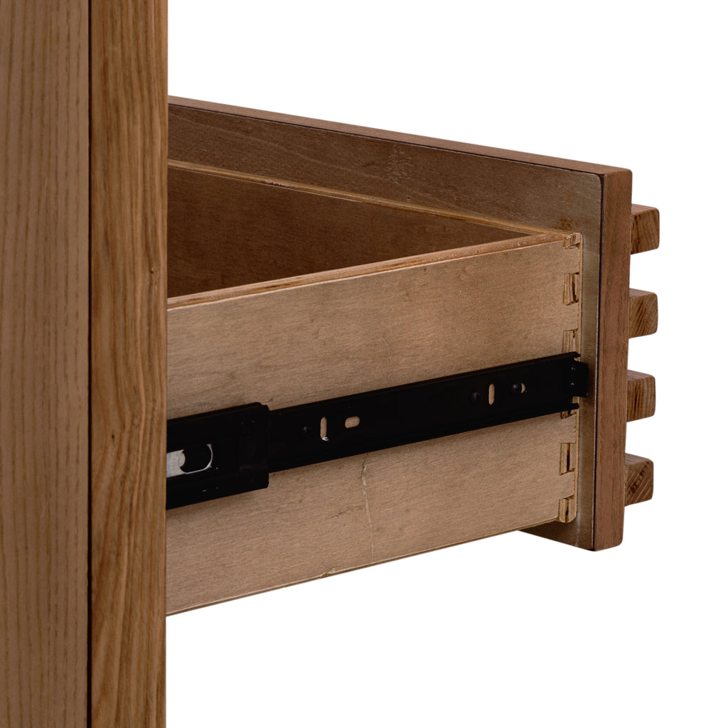 Nachtkastje essenhout Tanner Roux met twee lades, lamellen front, 61 x 41 x 53 cm voor de slaapkamer
