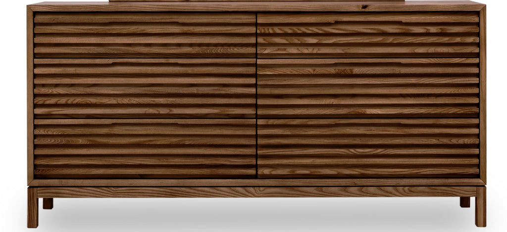 Ladekast essenhout Tanner Roux bruin H 84 x B 173 x D 46 cm, zes lades, voor slaapkamer