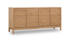 Dressoir massief essenhout Tanner Flaxen lamellen vierdeurs 163 x 46 x 79 cm, woonkamer en eetkamer