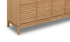 Dressoir massief essenhout Tanner Flaxen lamellen vierdeurs 163 x 46 x 79 cm, woonkamer en eetkamer