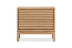 Nachtkastje essenhout Tanner flaxen met twee laden, lamellenfront 53 x 61 x 41 cm