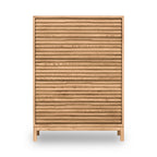 Ladekast essenhout met 5 laden, Tanner Japandi lamellenfront, flaxen naturel – 107 x 46 x 132 cm