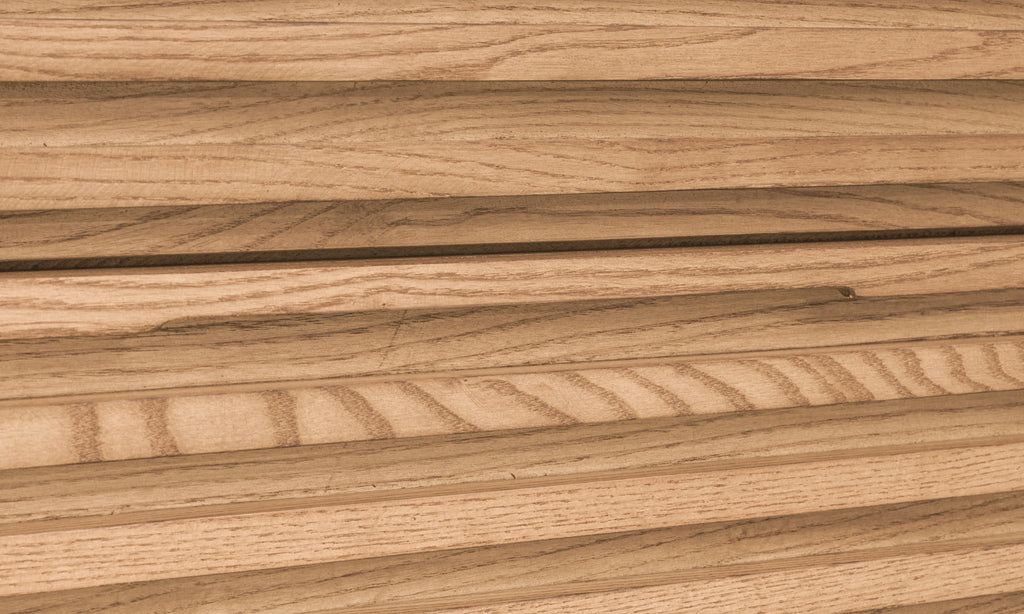 Ladekast essenhout met 5 laden, Tanner Japandi lamellenfront, flaxen naturel – 107 x 46 x 132 cm