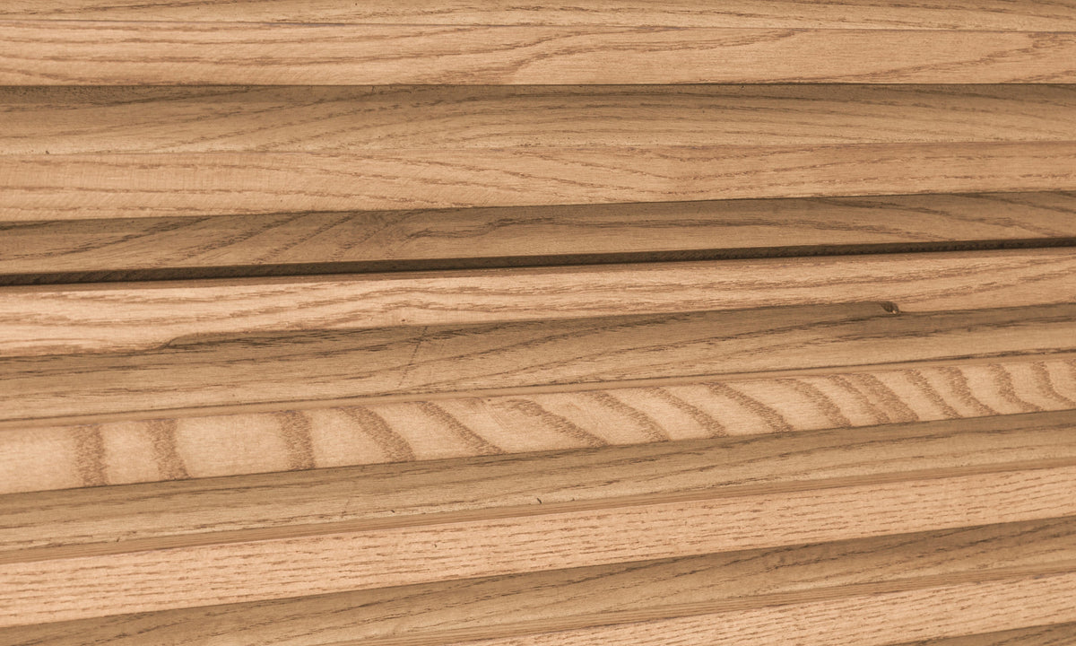 Ladekast essenhout met 5 laden, Tanner Japandi lamellenfront, flaxen naturel – 107 x 46 x 132 cm