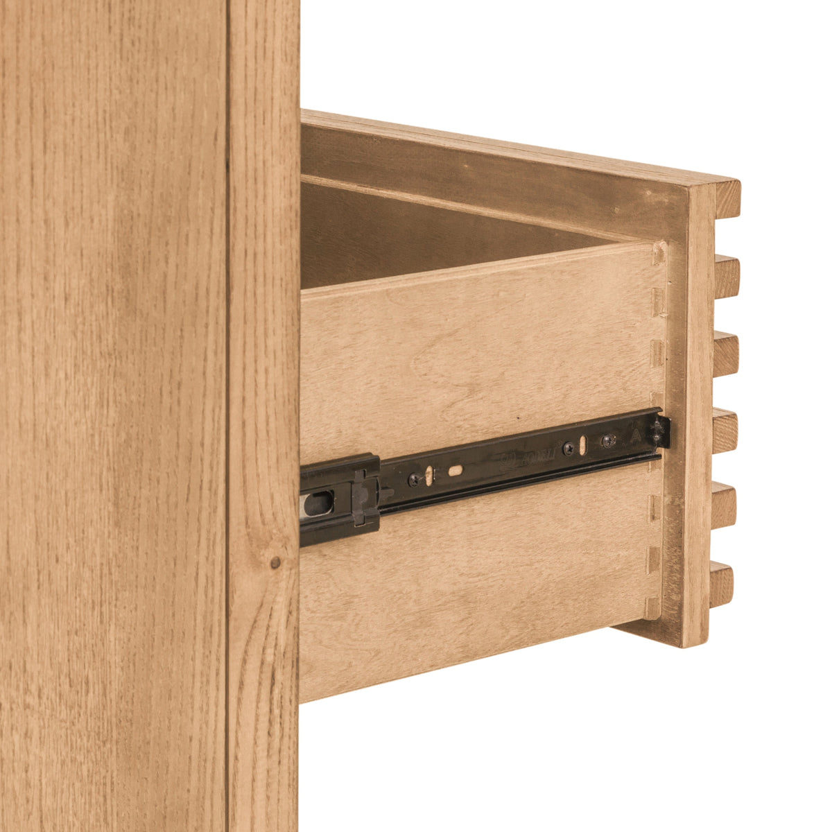 Ladekast essenhout met 5 laden, Tanner Japandi lamellenfront, flaxen naturel – 107 x 46 x 132 cm