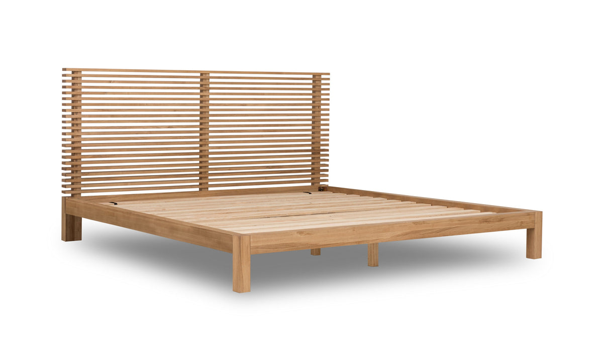 Bed massief essen Tanner Flaxen 160 x 200 cm, platformbed met slatted hoofdbord voor de slaapkamer