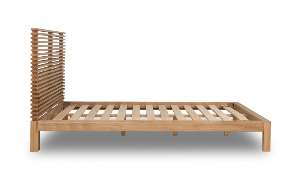 Bed massief essen Tanner Flaxen 160 x 200 cm, platformbed met slatted hoofdbord voor de slaapkamer