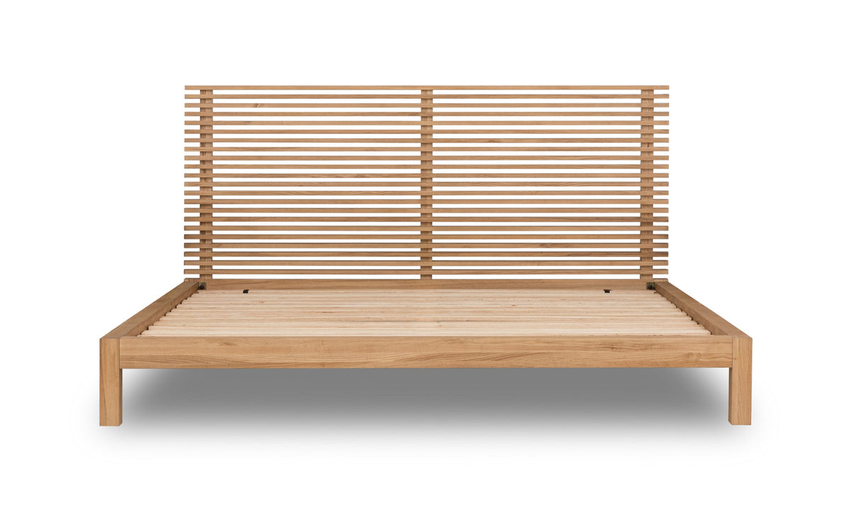 Bed massief essen Tanner Flaxen 160 x 200 cm, platformbed met slatted hoofdbord voor de slaapkamer