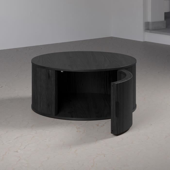 Salontafel rond mdf Ronin zwart, Ø 80 cm, hoogte 36 cm voor de woonkamer