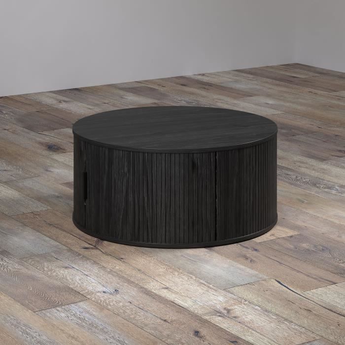 Salontafel rond mdf Ronin zwart, Ø 80 cm, hoogte 36 cm voor de woonkamer