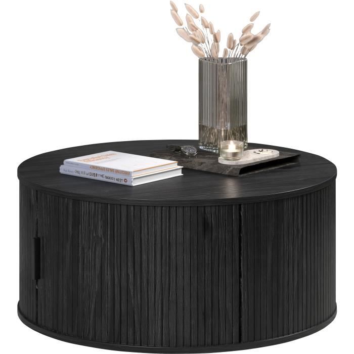 Salontafel rond mdf Ronin zwart, Ø 80 cm, hoogte 36 cm voor de woonkamer