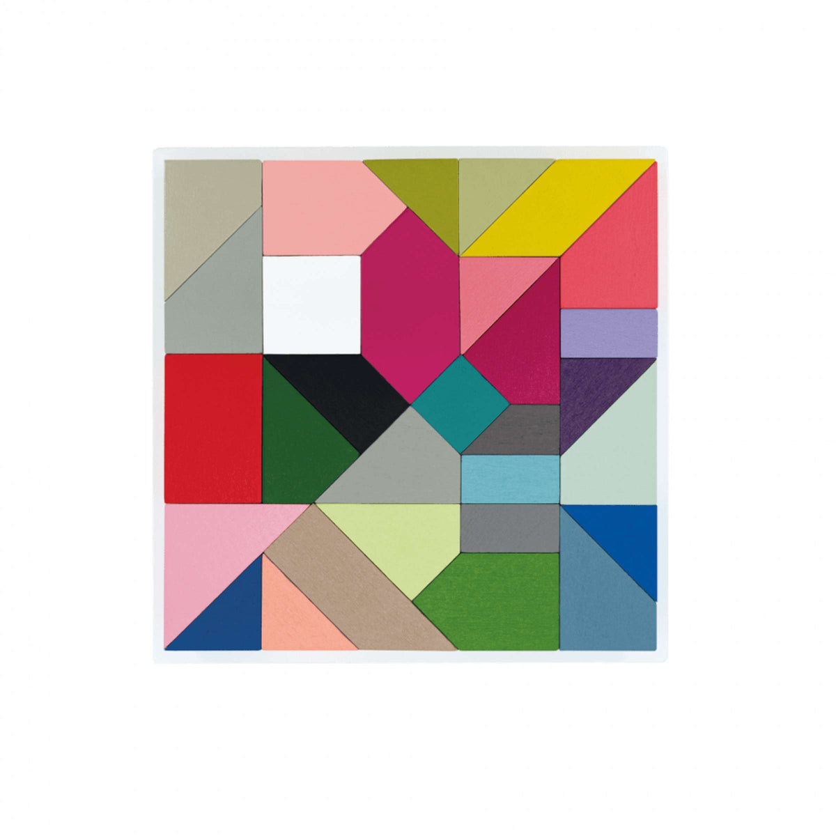 Blokkenspel massief hout multicolor, set van 30 blokken in 30 kleuren, 20 x 20 x 4 cm, spel en woonaccessoire