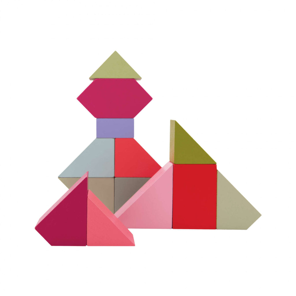 Blokkenspel massief hout multicolor, set van 30 blokken in 30 kleuren, 20 x 20 x 4 cm, spel en woonaccessoire