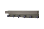 Taupe metalen kapstok met plank en zes ronde donkere haken