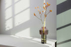 Vaas glas mondgeblazen tweedelig Aura, paars en grijs, H 31 cm Ø 17 cm, glas-in-glas-look