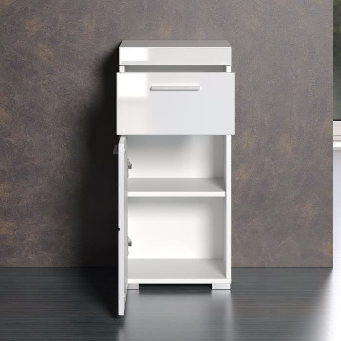 Badkameronderkast Amanda wit hoogglans 37 x 31 x 79 cm, met 1 deur en 1 lade voor de badkamer