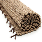 Vloerkleed waterhyacint zeegras handgeweven met franjes, The Killing Field naturel 260 x 180 cm woonkamer