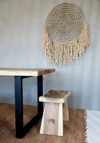 Vloerkleed waterhyacint zeegras handgeweven met franjes, The Killing Field naturel 260 x 180 cm woonkamer