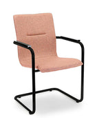 Vergaderstoel wolvilt Fenice zachtroze met sledeframe zwart, model X6, armleuningen – 56 x 60 x 91 cm