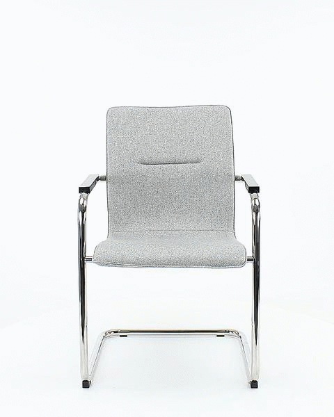 Vergaderstoel wolvilt Fenice zachtroze met sledeframe zwart, model X6, armleuningen – 56 x 60 x 91 cm